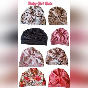 Stylish Baby Girl Turban Hat 8 Pcs  - Multicolor, Size 0-12 Months
